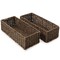 Casafield Set of 2 Bathroom Storage Baskets, Espresso - Seagrass, 16" W x 6.75" D x 4.25" H, Woven Toilet Tank Topper Bins for Organizing Tissues, Toilet Paper, Toiletries, Shelves